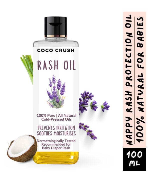 Coco Crush Rash Oil for Babies - Diaper & Nappy Rash Relief, Organic, Prevents Irritation - 100ml