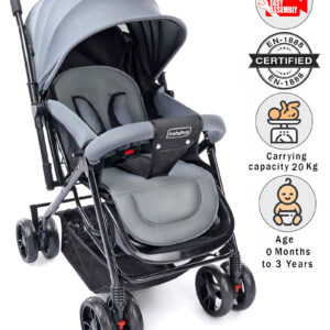Babyhug Symphony Stroller With Reverisble Handle & Mosquito Net - Grey