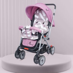 R for Rabbit Lollipop Lite Baby Stroller for 0 to 3 Years Pram with 5 Point Safety Harness, Reversible Handlebar & Cushioned Seat with 3 Level Seats Recline/Lightweight Stroller for Kids (Purple Grey)