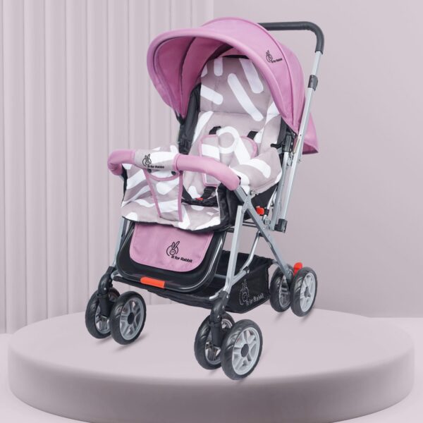 R for Rabbit Lollipop Lite Baby Stroller for 0 to 3 Years Pram with 5 Point Safety Harness, Reversible Handlebar & Cushioned Seat with 3 Level Seats Recline/Lightweight Stroller for Kids (Purple Grey)