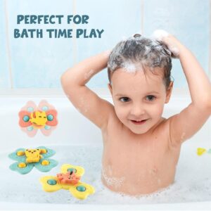Storio Baby Products Bath Toys Suction Cup Spinner Toy | Set of 3 | for Baby Boys Girls | Pop up Waterproof Suction Cup Spinning Top Rotating Montessori Learning Toy