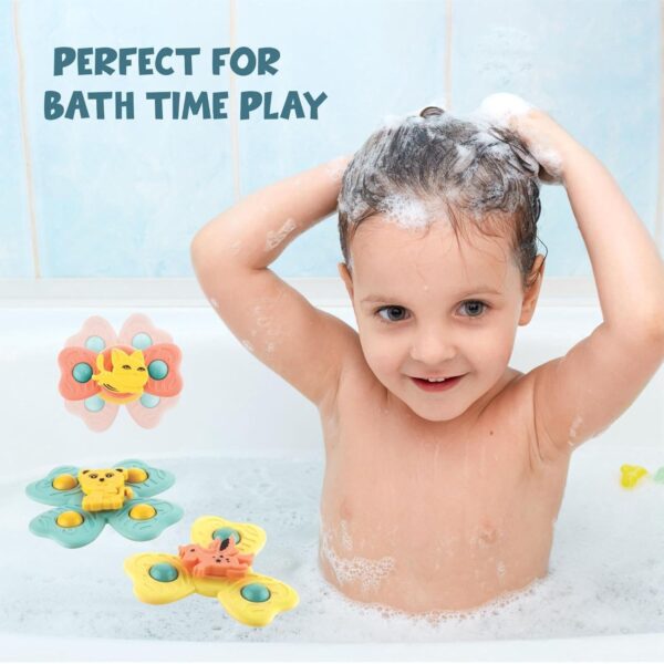 Storio Baby Products Bath Toys Suction Cup Spinner Toy | Set of 3 | for Baby Boys Girls | Pop up Waterproof Suction Cup Spinning Top Rotating Montessori Learning Toy