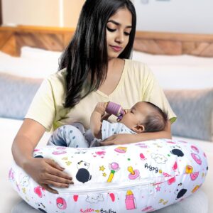 Baby Feeding Pillow Cotton|Portable & Adjustable (Panda Pink)