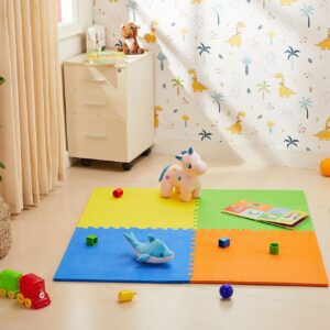 Interlocking Eva Foam Mat | Pack of 6 | 1.2 cm Thick | 60 x 60 cm | Activity Mat for Kids 6+ Months
